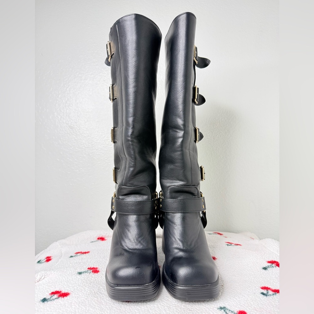 Black Leather Knee-High Boots